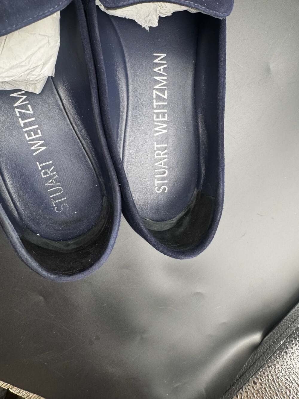 Stuart Weitzman Navy Suede Tassel Moccasin Loafers - Picture 2 of 4